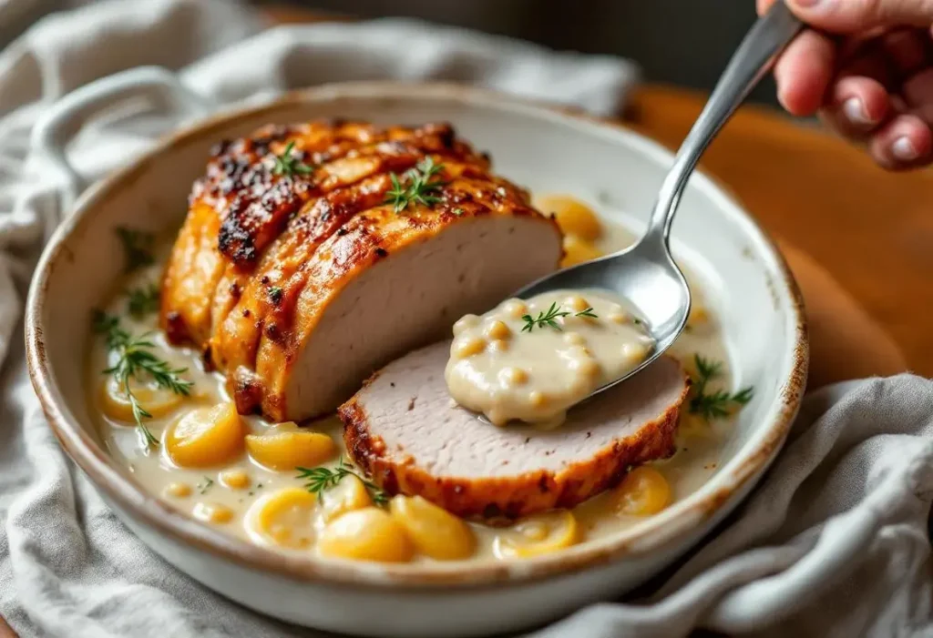 Ce rôti de porc cuit au lait est si fondant qu'on le déguste à la cuillère